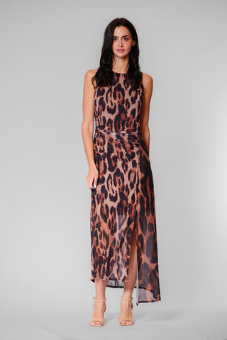 SLVLESS MESH MIDI DRESS W ASYM HEMLINE