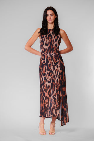 SLVLESS MESH MIDI DRESS W ASYM HEMLINE