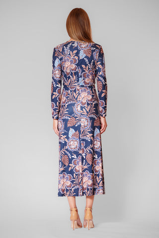 L/SLV MIDI JERSEY DRESS W ROUCHING DETAILS