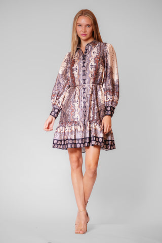 LONG SLEEVE COLLARED BUTTON UP SHIRT DRESS