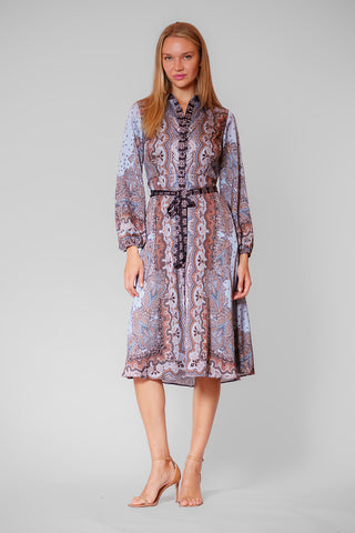 LONG SLV SHIRTDRESS W TIE WAIST