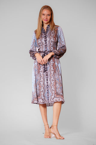 LONG SLV SHIRTDRESS W TIE WAIST