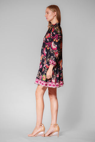 SHORT DRESS W/ LONG SLVS & TIE FRONT NECK