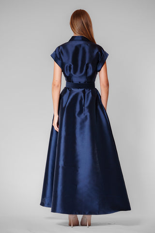 LONG LENGTH SHIRT DRESS W SELF COVERED BELT