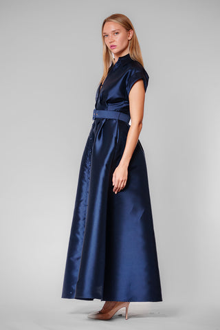 LONG LENGTH SHIRT DRESS W SELF COVERED BELT