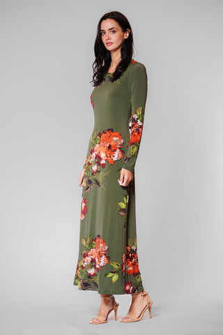 LONG SLV MIDI DRESS
