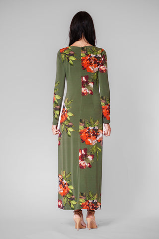 LONG SLV MIDI DRESS