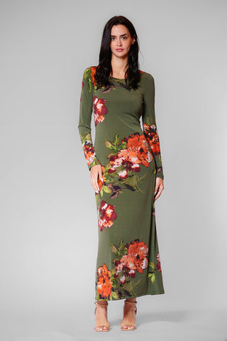 LONG SLV MIDI DRESS
