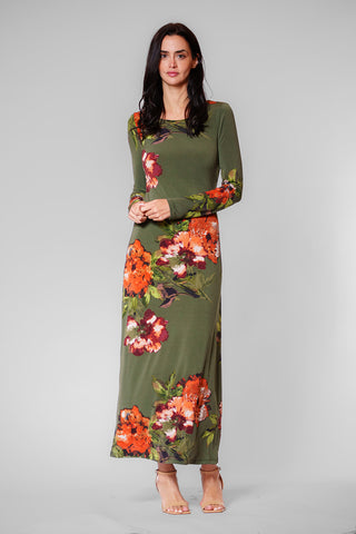 LONG SLV MIDI DRESS