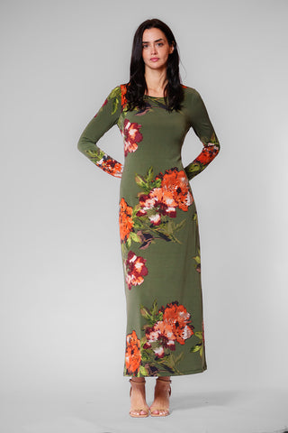 LONG SLV MIDI DRESS