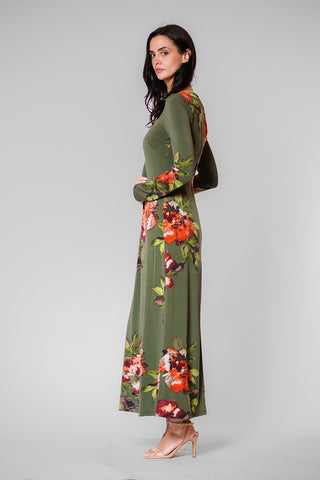 LONG SLV MIDI DRESS