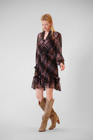 L/S SHORT DRESS W RUFFLE DETAILS