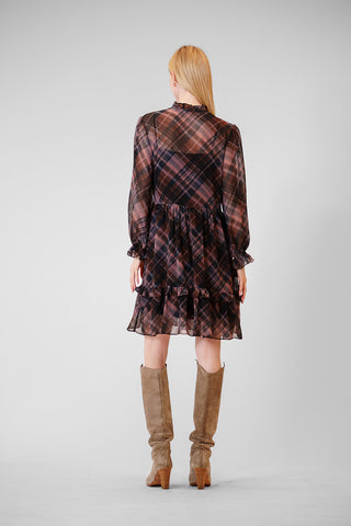 L/S SHORT DRESS W RUFFLE DETAILS