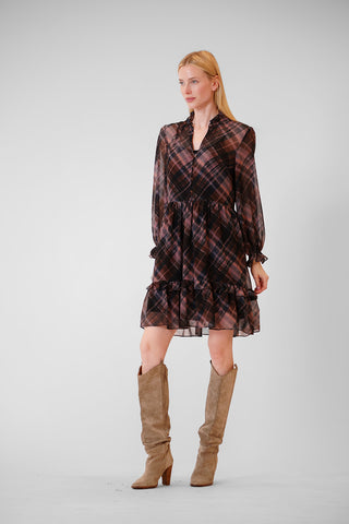 L/S SHORT DRESS W RUFFLE DETAILS