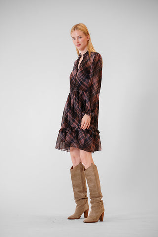 L/S SHORT DRESS W RUFFLE DETAILS