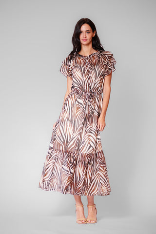MIDI LEGNTH DRESS W FLUTTER SLVS