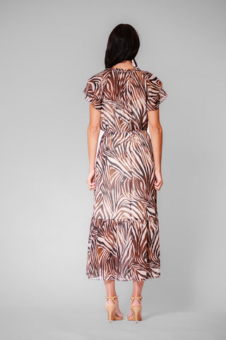 MIDI LEGNTH DRESS W FLUTTER SLVS