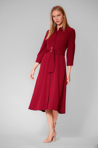 LONG SLV SHIRTDRESS W/ BELT DETAIL
