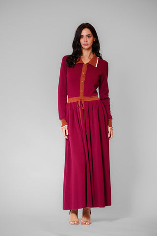 L/S SWEATER DRESS W CONTRAST DETAILS