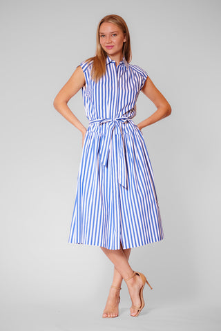 CAP SLV MIDI DRESS W TIE WAIST