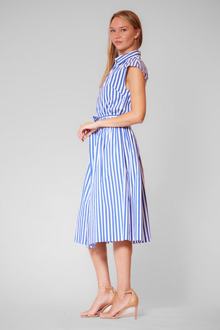 CAP SLV MIDI DRESS W TIE WAIST
