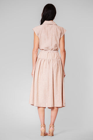 CAP SLV MIDI DRESS W TIE WAIST