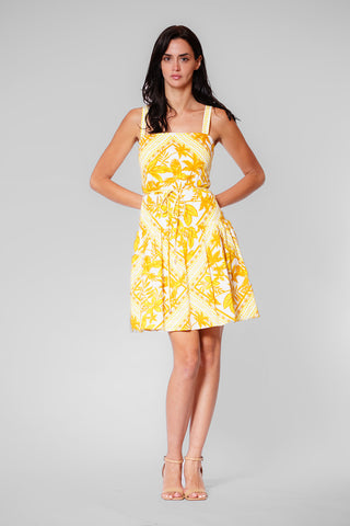 SHORT DRESS WITH TIERED SKIRT AND DRAWSTRING
