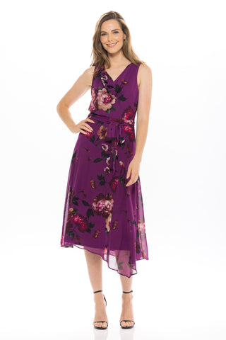 DONNA RICCO - COWL NECK FIT&FLARE DRESS