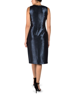 DONNA RICCO - SLEEVELESS V-NECK KNOT SHEATH DRESS