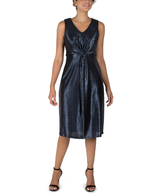 DONNA RICCO - SLEEVELESS V-NECK KNOT SHEATH DRESS