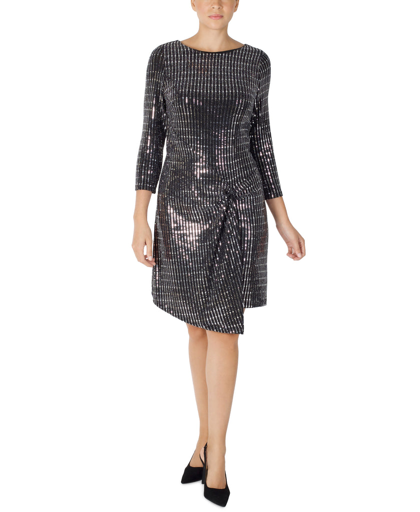 Sequined Pleat Front Dress